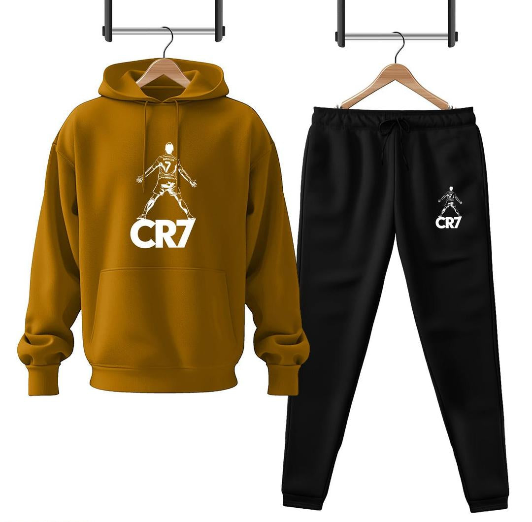 2 Pcs Men's Fleece Printed CR7 Hoodie Track Suit