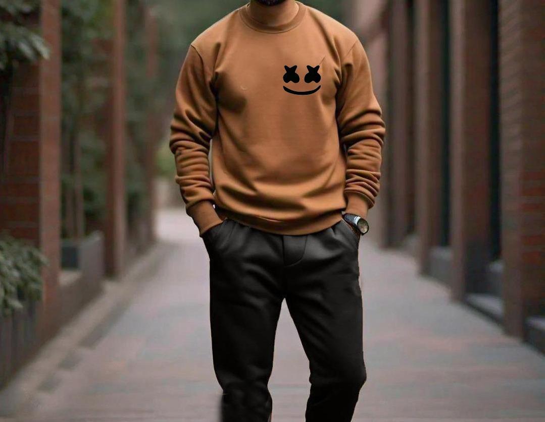 Men's Printed Fleece Sweatshirt Track Suit