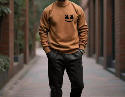 Men's Printed Fleece Sweatshirt Track Suit